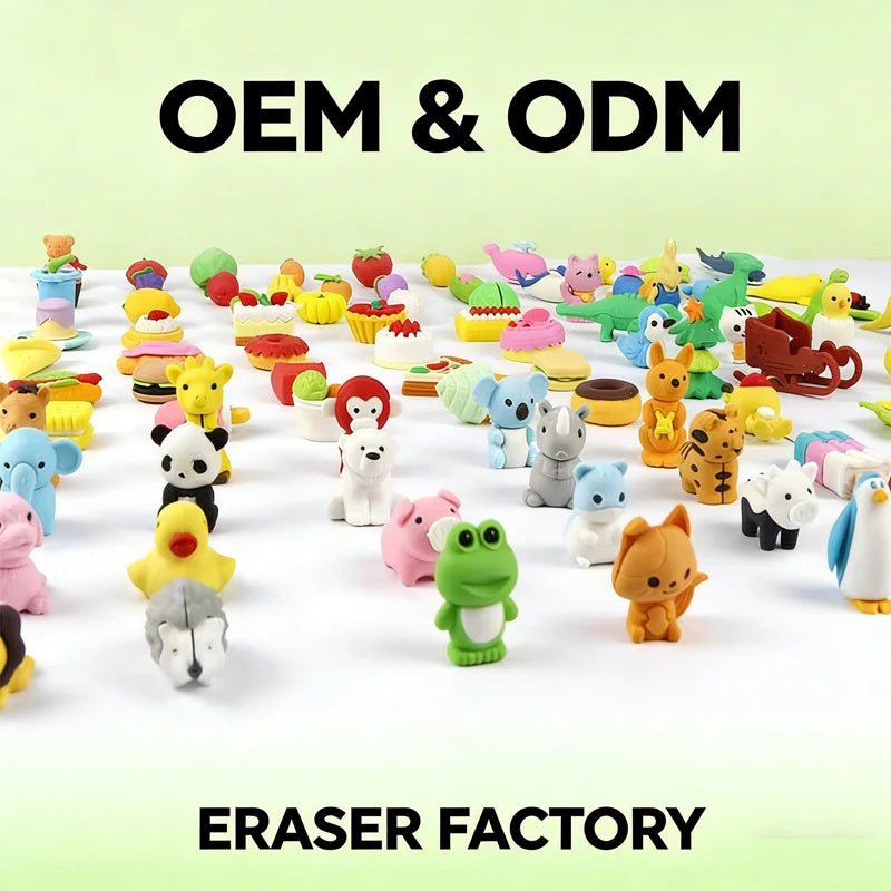 Wholesale Cute Cartoon Animal 3D TPR Eraser Set Promotional Stationery Gift for Kids School Featuring Fun Bag Durable Rubber