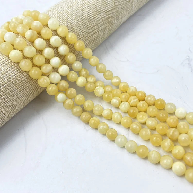 6mm 8mm 10mm Yellow Jade Polished Eco-Friendly Gemstone Jewelry Making Men Natural Stone Crystal Loose Beads