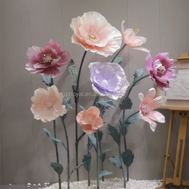 Factory Direct! Large Opening Closing Artificial Foam Flower Wedding Road Leader by Organza Giant Leaf Mother's Day Celebration