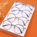 Wholesale Acetate and Metal Fashion Women Gradient Color Round Special Design Acetate Metal Optical Glasses 2022
