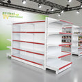 Heavy-Duty Metallic Double-Sided Gondola Supermarket Display Rack Solid Shelf Retail Store Shelves