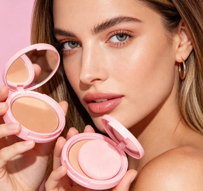 Oil Control Face Powder Compact Waterproof Long Lasting Finishing Powder
