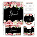 Modern Home Decoration 4pcs Artistic Text Rose Curtain Beautiful Housewarming Gift Shower Curtains