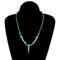 Bohemian Colorful Seed Glass Bead Beach Turquoise Knitting Necklace GMN022