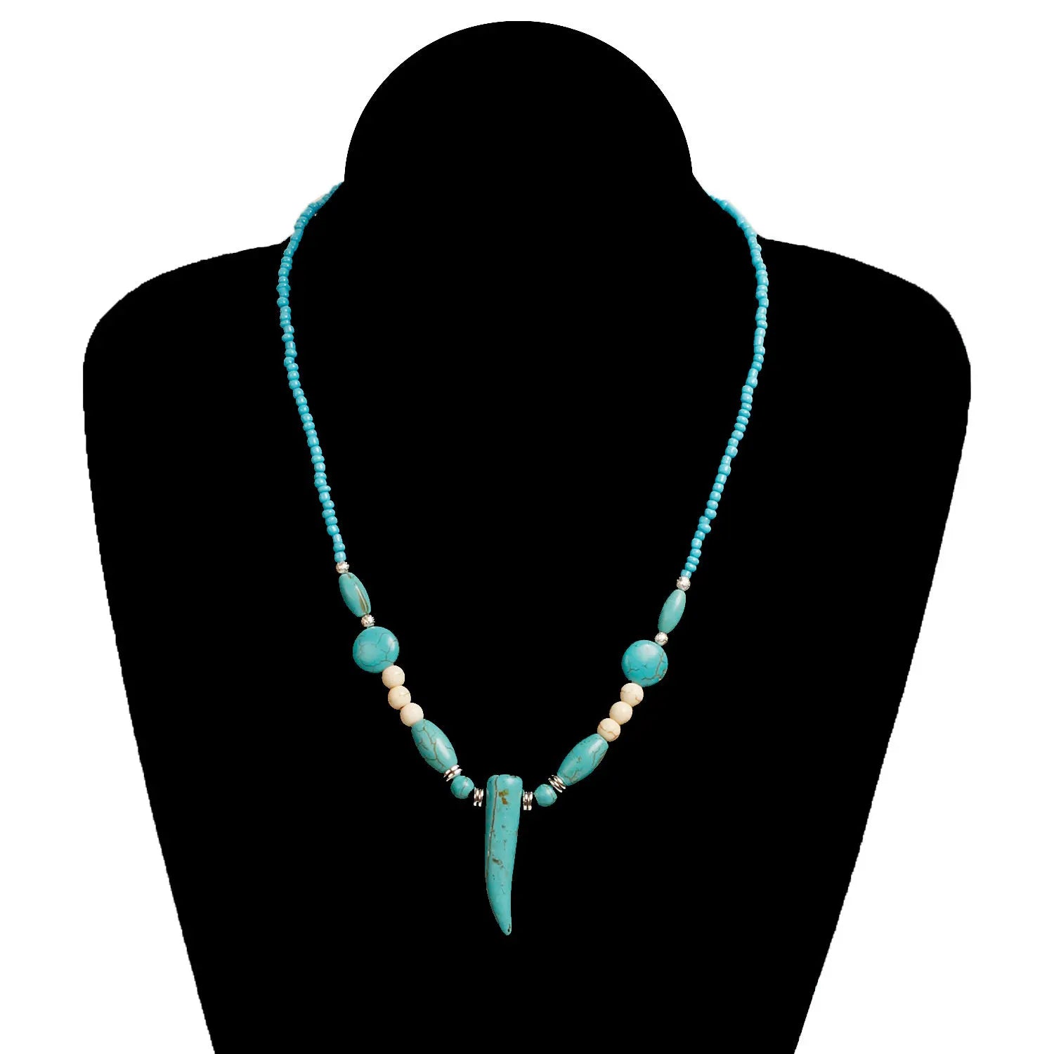 Bohemian Colorful Seed Glass Bead Beach Turquoise Knitting Necklace GMN022