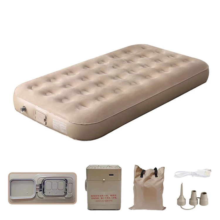 Inflatable Air Bed with Built in Rechargeable Detachable Pump Twin Size Foldable Air Bed