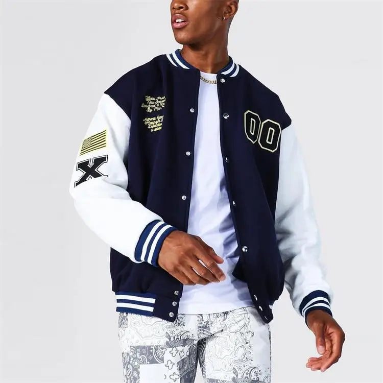 OEM Custom Chenille Embroidered Patches Wool Varsity Bomber Baseball Letterman Jacket for Men