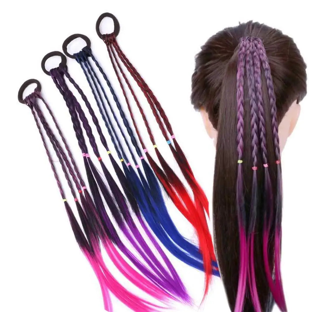 Wholesale Colored Pigtails Ponytails Dirty Braids Accessories Hair Ties Wigs Headwear Women Girls Wigs Ponytails