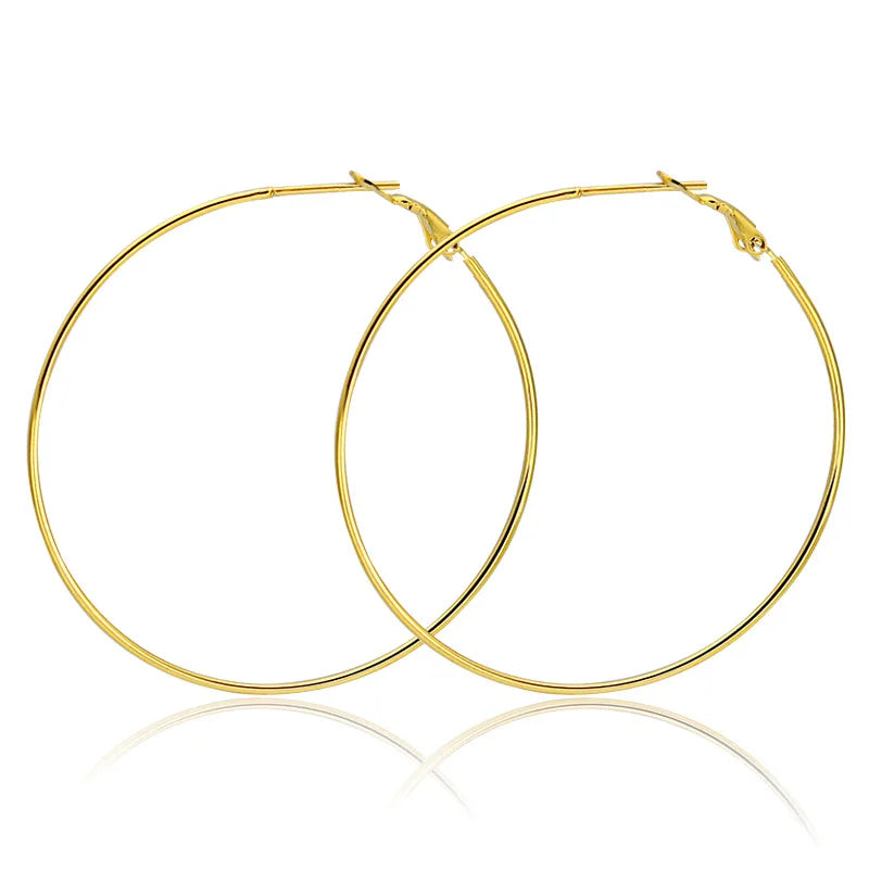 1.2mm round Earrings with Big Hoop Stainless Steel Gold Silver Black Rose Finish Women's Style from China for Wedding Occasions