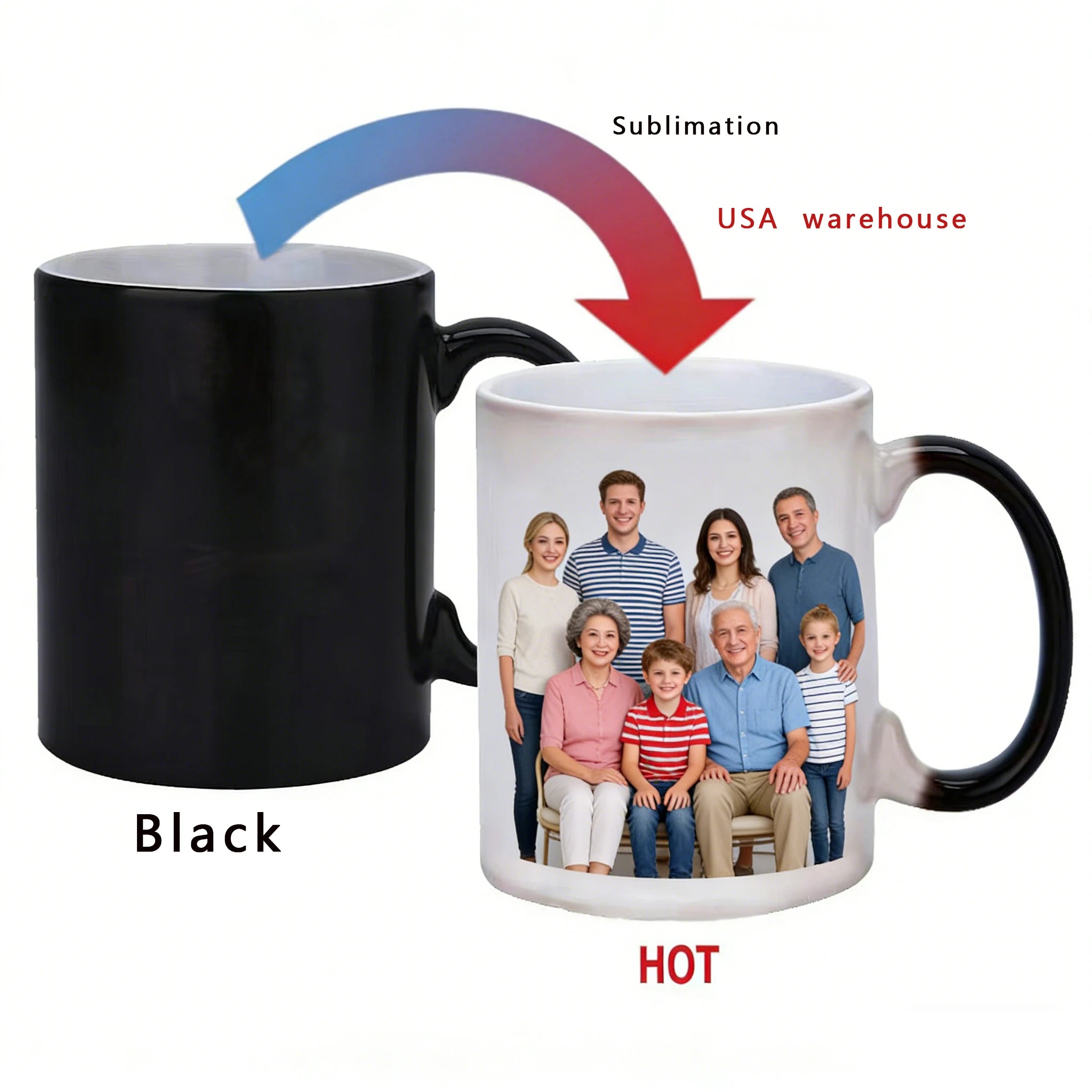 11 Ounce Sublimation Mugs Sublimation Blanks Wholesale USA WAREHOUSE Magic Mugs Heat  Sensitive Color Changing Sublimation Mug