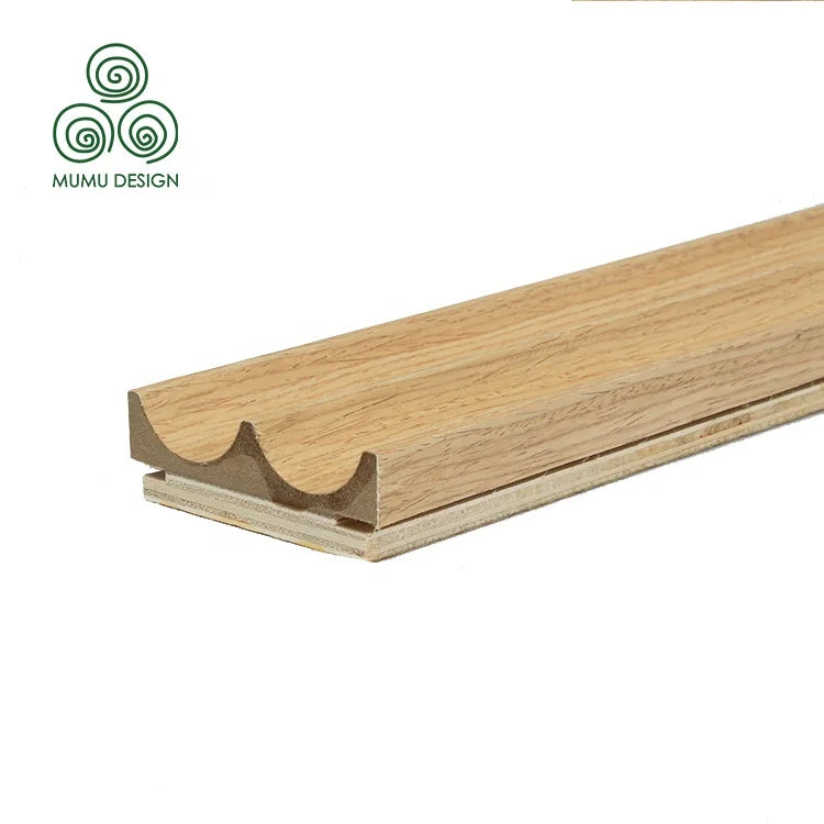 MUMU 3D Contemporary Soild Timber Curved Fluted Price Tiles Stick on Wooden Strip for Wall