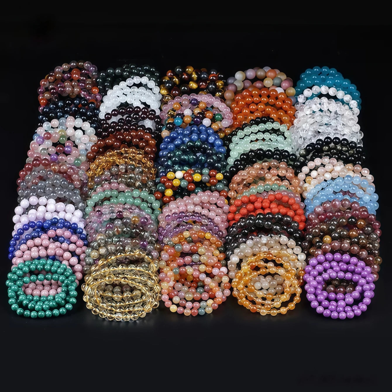 JD Wholesale 6-10mm Natural Stone Round Beads Bracelet Bohemian Reiki Healing Stretch Jewelry Bracelet Ideal for Daily Wear