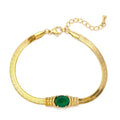 2023 New Personalized Oval Crystal Bracelet Women's Stainless Steel Flat Snake Chain Zircon Pendant Bracelet