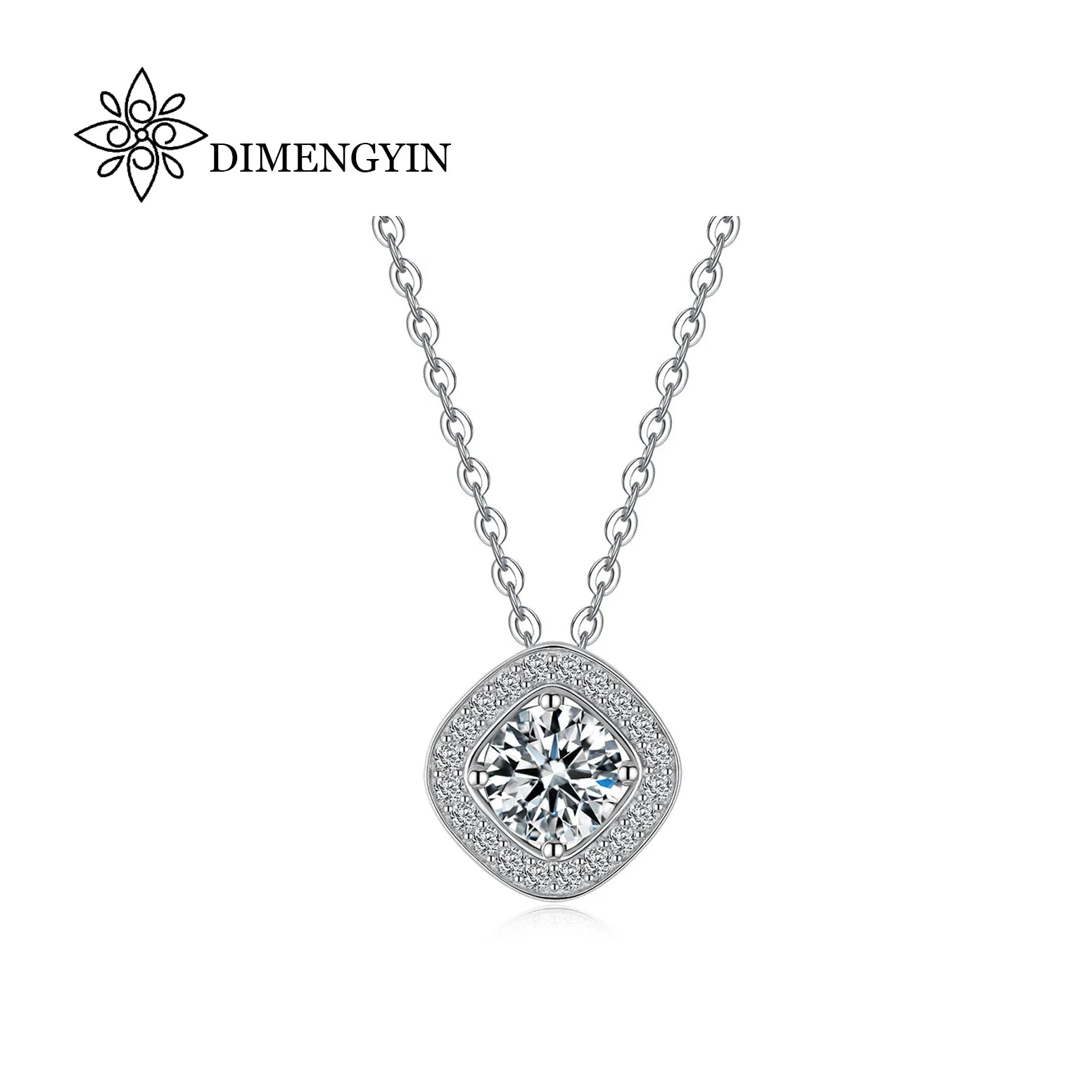 Luxury Wedding Jewelry VVS Custom Micro Cluster Necklace 925 Sterling Silver Moissanite Pendant for Women