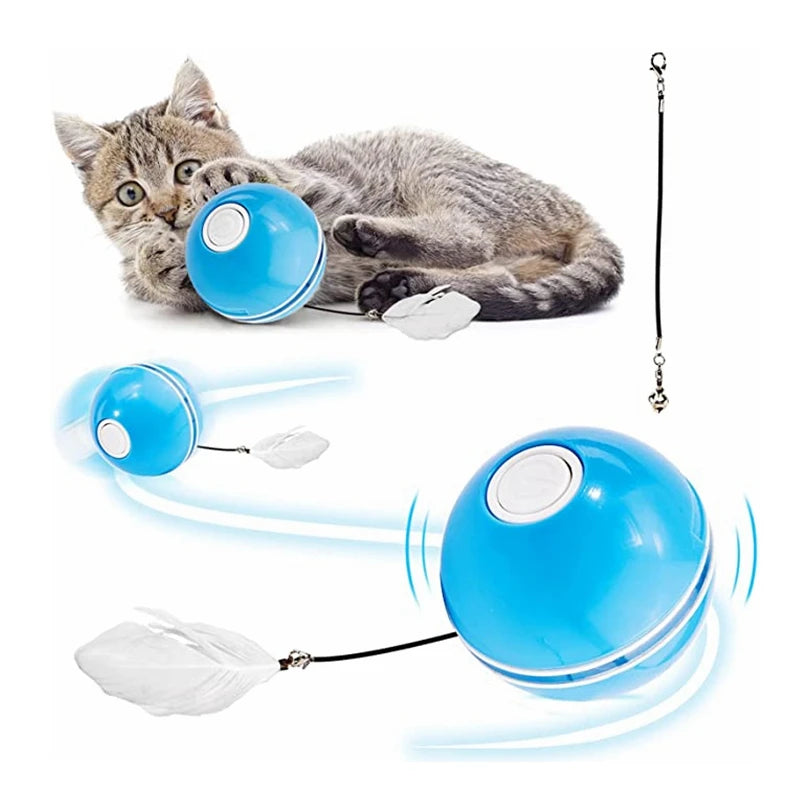 Automatic Electric Moving Cat Toy Balls Interactive Cat Toy USB Rechargeable Pet Toy Ball with Led Lights for Indoor Cats