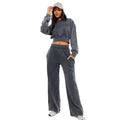 KY Coord Set Thick Waistband Washed Charcoal Cropped Oversized Sweatshirt Sweatsuit Sets Women Cotton