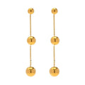 ERESI Fashion Jewelry Waterproof 18K Gold Plated Stainless Steel Earring Glaring Bead Dainty Long Tassel Drop Ball Earrings