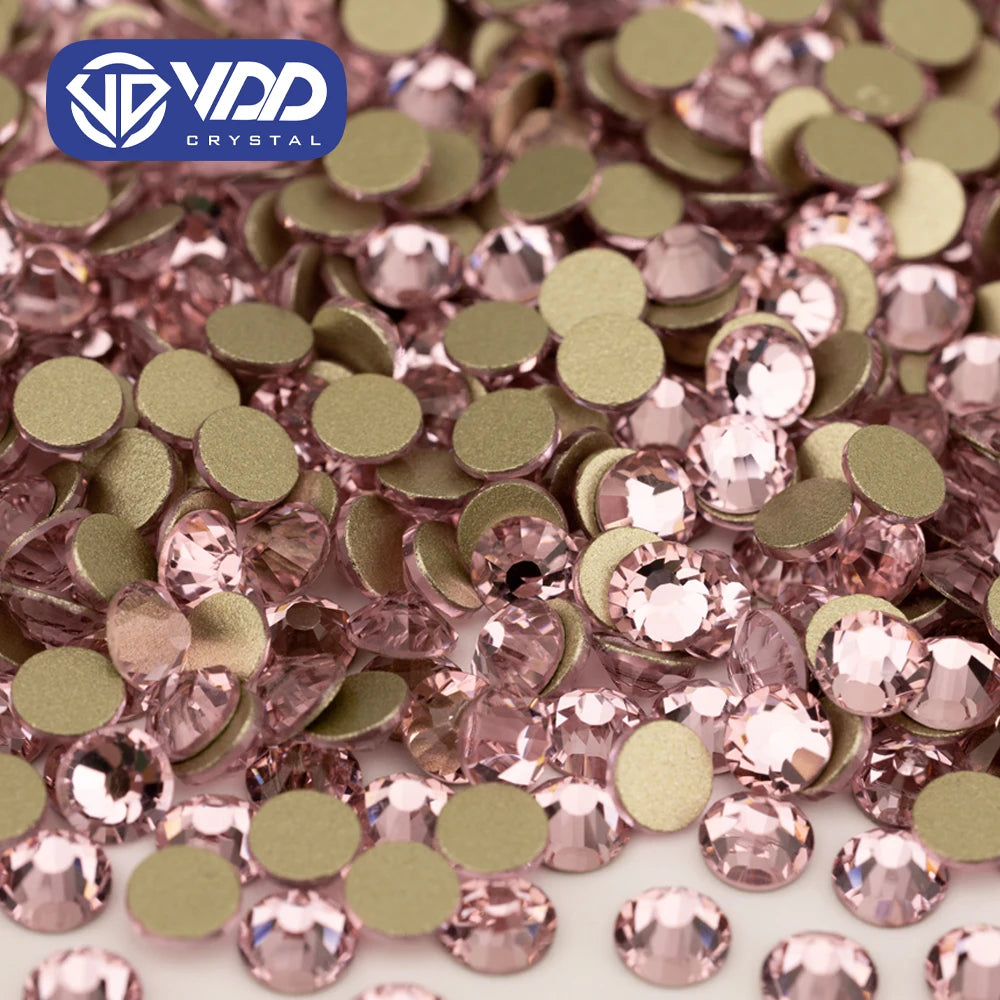 VDD 040 Light Rose High Quality Glass Rhinestones Crystal Glod Back Flatback Strass Stones Nail Art DIY Crafts Decorations