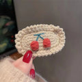 MIO New Girls Side Clip Handmade Woolen Crochet Cherry Hair Clip Cute Fruit Knitted Hairpin Sweet Hair Accessories for Women