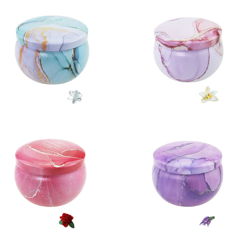 Factory Recyclable  Scented Candle Tin Box 2.2oz Tinplate Empty Mini Round Candle Tin with Lid Metal Container Tins Can