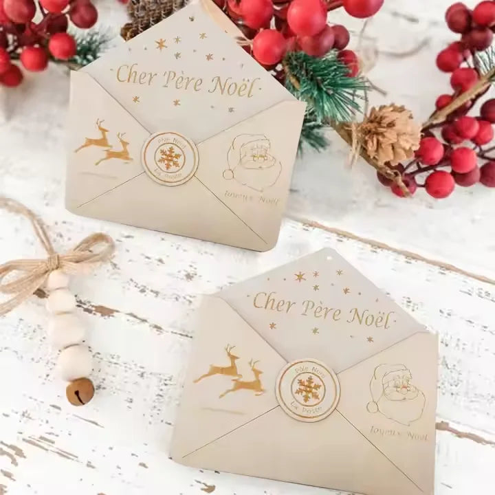 Wooden Bohemian Farmhouse Holiday Pendant Wooden Christmas Envelope Pendant