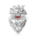 Red Heart Pattern Can Be Opened Charm Authentic 925 Sterling Silver Beads with CZ for Women Fine Enamel Jewelry Charm Bracelets