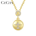 CZCITY Sterling Silver Plane Chain Necklace 3A Cubic Zirconia Women Pendants Necklaces