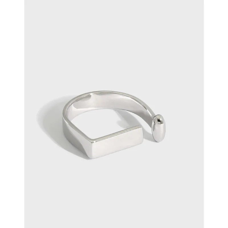 Fashion Wild 925 Sterling Silver Rectangular Smooth Surface Rings for Women Wholesale