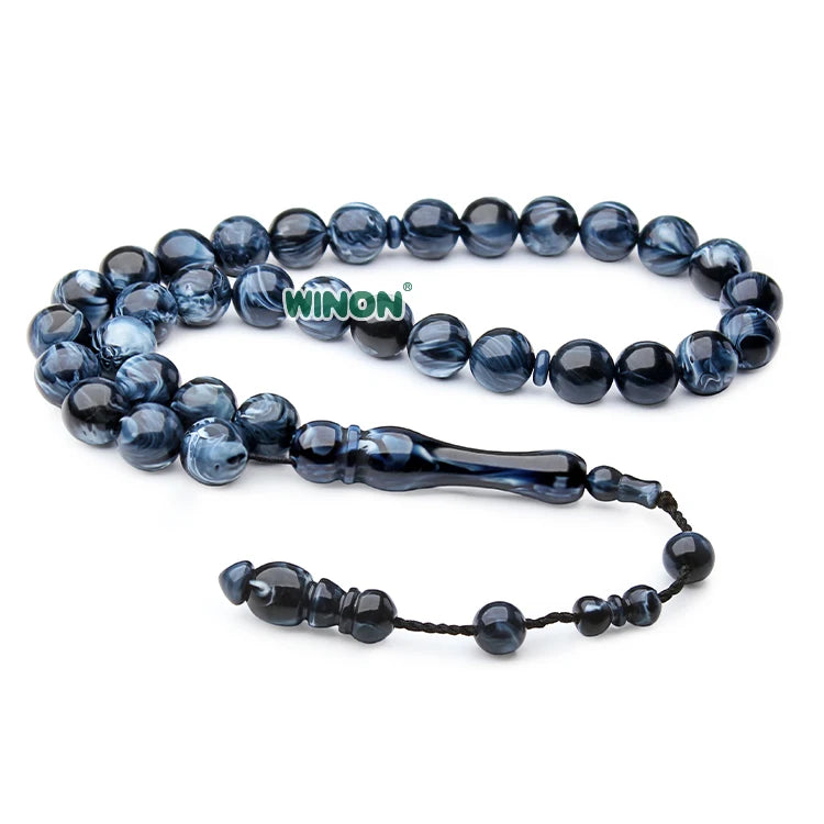 Wholesale Customization 10mm 33 45 51 Beads Dark Blue Acrylic Resin Lucite Silver Plated Islamic Unisex Muslim Prayer Beads