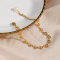 Hollow Out Heart Pieces Chain Bracelet Freshwater Pearl Tail Gold Plated Stainless Steel Bracelets Women Jewelry