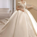 Main Wedding Dress for Women 2023 Bride Satin Simple Forest Super Fairy Dream Big Tail Puffy Sleeve Princess Skirt Bridal Gowns