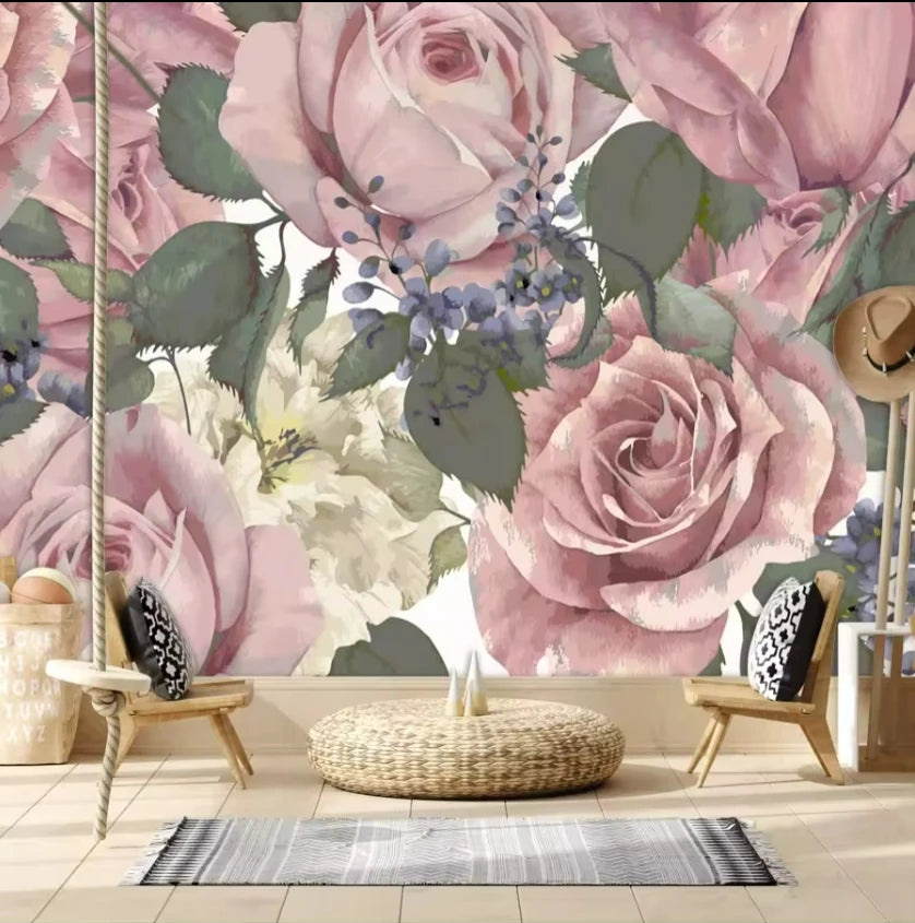 Custom Modern Wallpapers for Living Room Floral Rose Natural Wallpapers Home Decor Living Room Sofa TV Background Murals