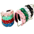 Customized Luxury Knotted Gameday Women Fabric Handmade Seed Beaded Rugby Headband
