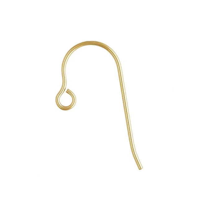 14K Solid Yellow Gold Jewelry Findings Micro Ear Wire .020" (0.51mm) Fish Hook Wire  Ear Hooks for Earring Making