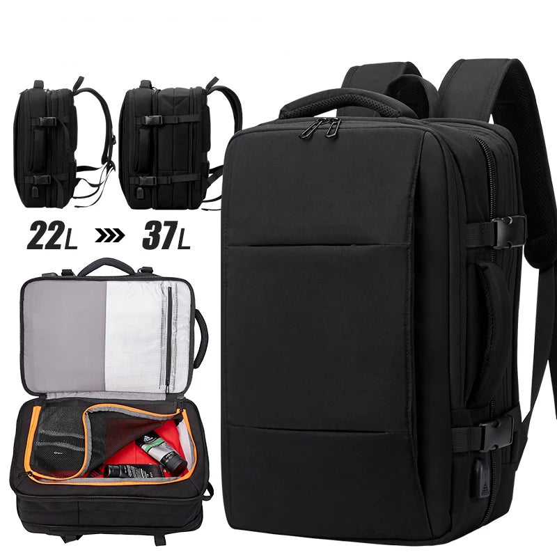Business Backpack Waterproof with USB Charging Expandable Travel Luggage Trolley Laptop Backpack Mochila Viaje
