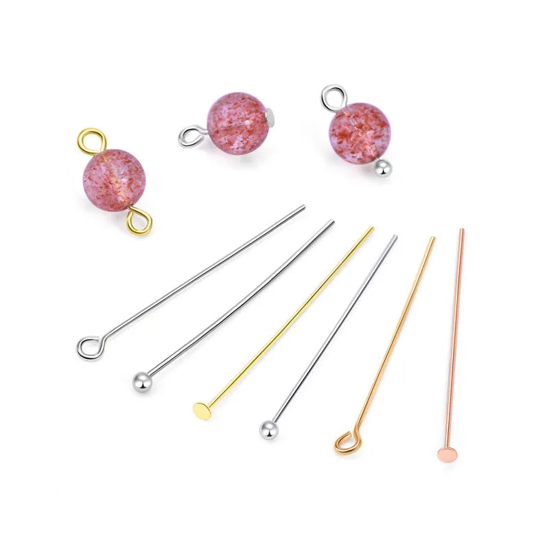 Wholesale Bulk 925 Sterling Silver Eye Head Pin 18K Gold Plated NEEDLES Handmade DIY Jewelry Accessories 20mm/30mm/40mm Sizes