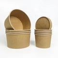 Eco-Friendly Round Food Kraft Paper Salad Bowl Container Lid Custom Logo Embossed Printing for Sushi Factory Cheap Price