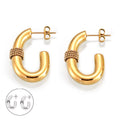 Women's Trendy 18K Gold Plated High Quality New Design 316L Stainless Steel Waterproof Earings Fashion Jewelry