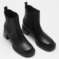 Handmade Custom Women's Chelsea Ankle Boots with Comfortable Lug Sole Chunky Heel Square Toe Leather Booties for Summer