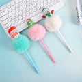 Cute Christmas Pompom Ballpoint Pens Christmas Tree Design Black Gel Ink Perfect for Gifts Pen
