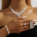 Wholesale Accessories: Dazzling Crystal Clavicle Necklace & Complete Diamond Jewelry Set  Bracelet Earrings Ring