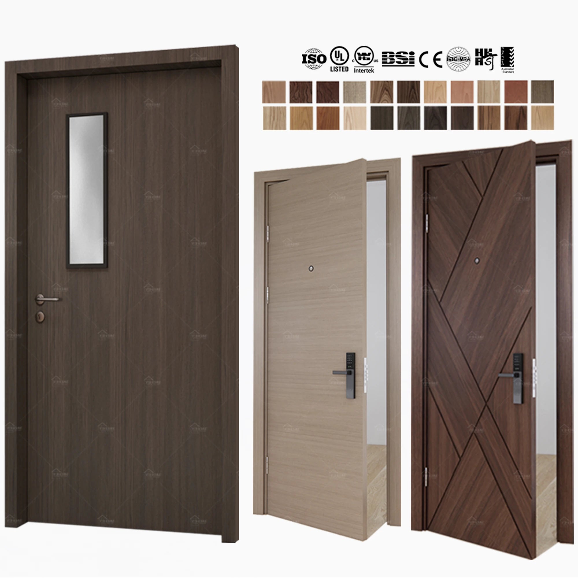 European Standard Hotel Apartment Fire Door CE Listed Interior Fire-proof Door Ei30 Wooden Classroom Door with Glass Window