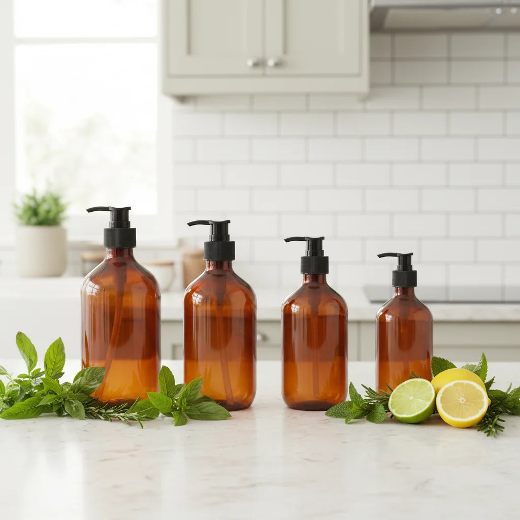 500ml Plastic Pump-Shaped Body Care Container Set Refillable Skinny Shampoo Conditioner Body Wash Bottle Made PET Material Wigs