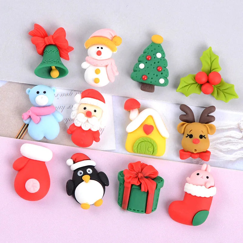 Resin Christmas Accessary Flat Back Resin Charms Cabochon for Slime Filler Kid DIY Mobile Phone Hairclip Keychain Decor Craft