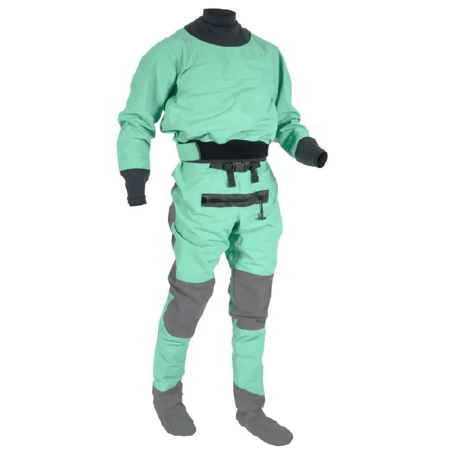 Beautiful Lake Green Women's Winter Sailing Kayak Drysuit 160D Taslon Waterproof Breathable Windproof
