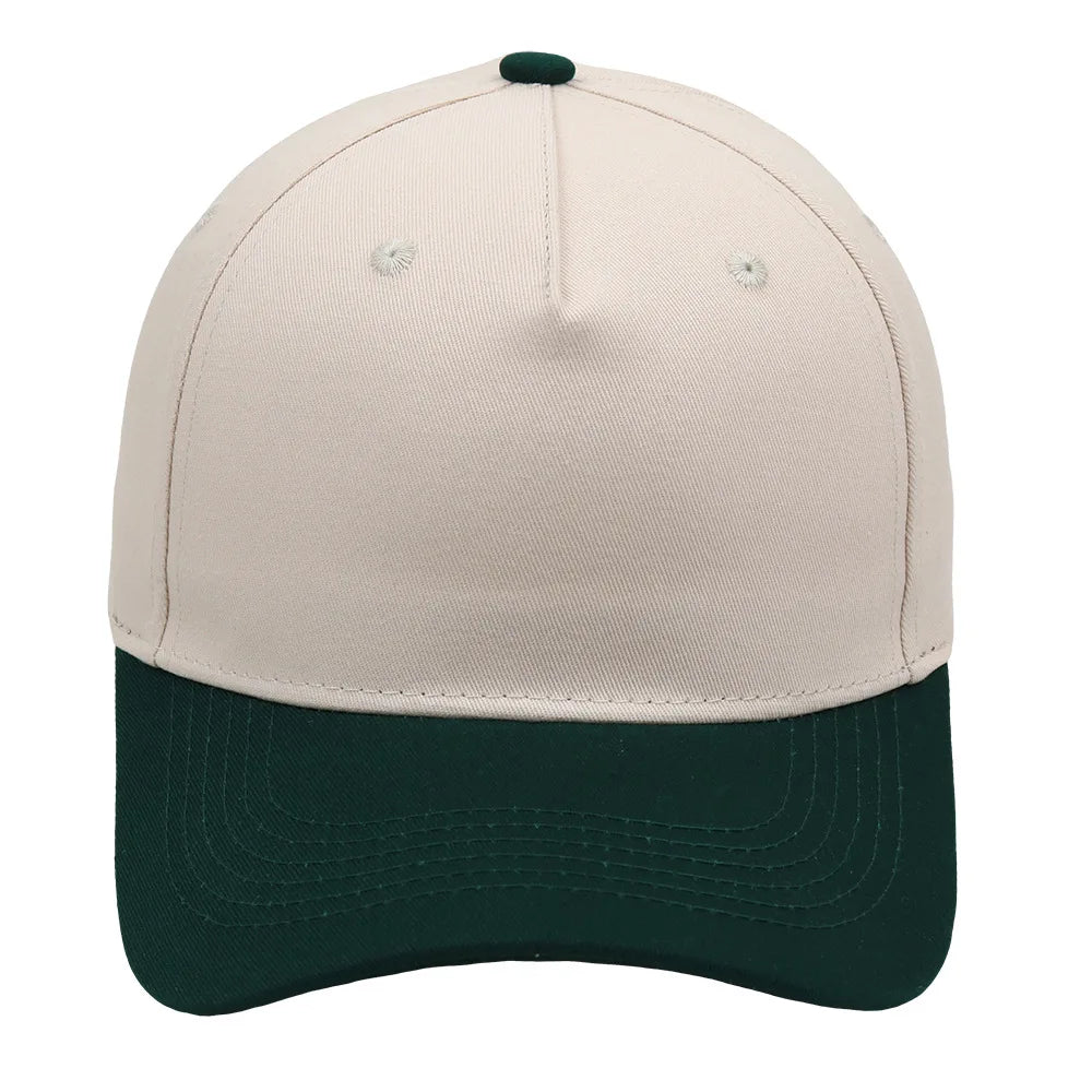 Two Tone Baseball Cap Custom Embroidery Logo 5 Panel Cotton Baseball Caps