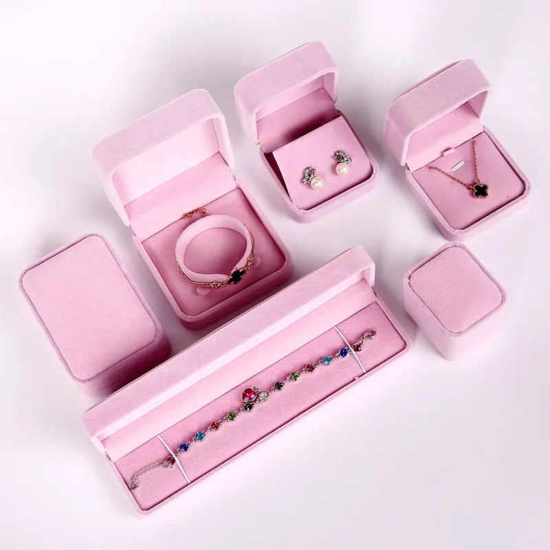 SSeeSY Wholesale Hot Sale Luxury Custom Logo Bracelet Necklace Ring Velvet Box Jewelry Gift Cases Packaging Valentine Boxes Set
