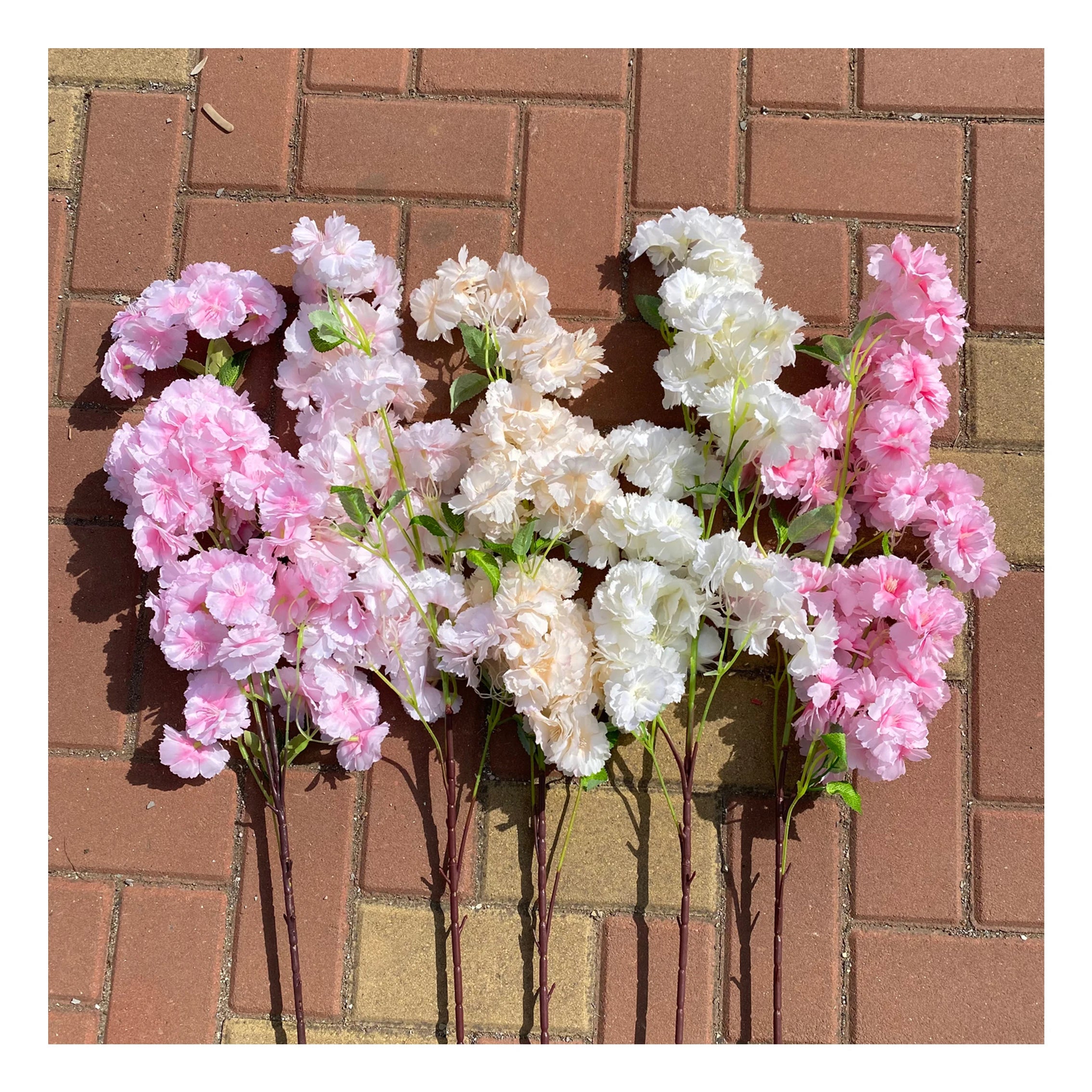 Artifical Silk Pink Japan Sakura Cherry Blossom Stem Branches for Wedding Background Wall Decoration