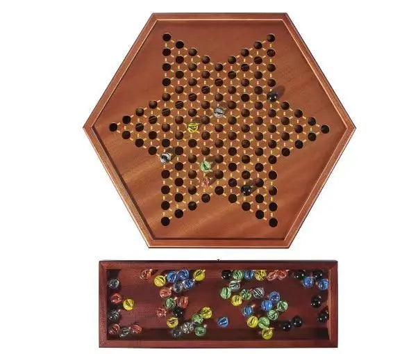 RunAn 15" Luxury High-grade Wooden Chess Chinese Checkers 2-in-1 Game Set Magnetic Board Storage Drawer (Customized Designs