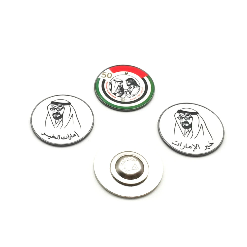 1976 to 2026 UAE 50th Unification of the Amed Forces Metal Pins Badge Emirate UV Printing Metal Phone Stickers Cheap